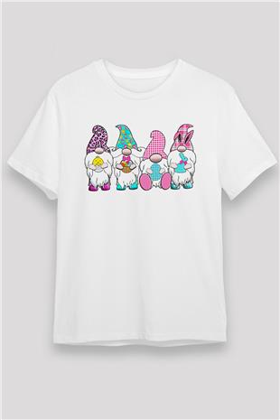 Paskalya Baskılı Unisex Beyaz Tişört - Tshirt