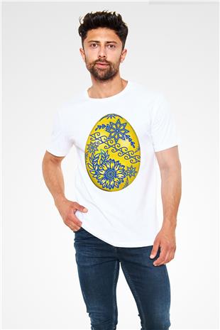 Paskalya Baskılı Unisex Beyaz Tişört - Tshirt