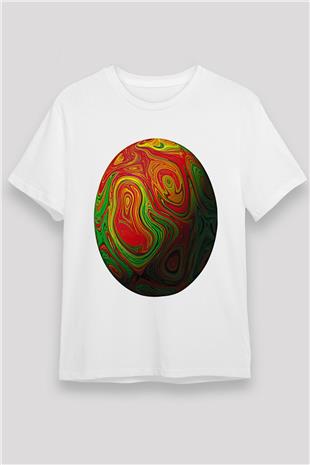 Paskalya Baskılı Unisex Beyaz Tişört - Tshirt
