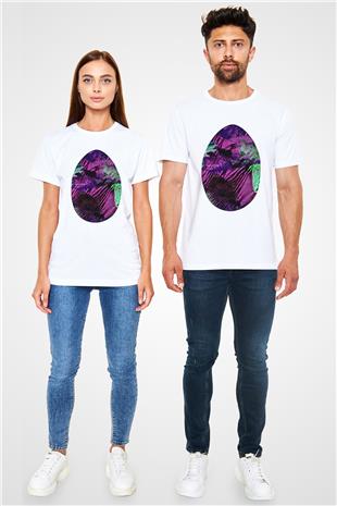Paskalya Baskılı Unisex Beyaz Tişört - Tshirt