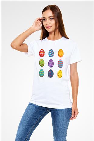 Paskalya Baskılı Unisex Beyaz Tişört - Tshirt