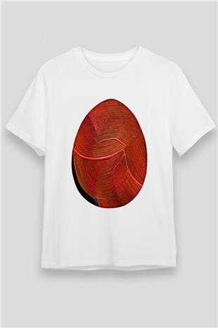 Paskalya Baskılı Unisex Beyaz Tişört - Tshirt