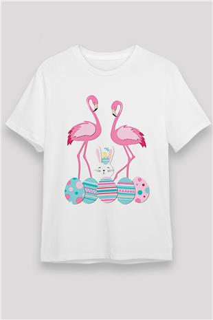 Paskalya Baskılı Unisex Beyaz Tişört - Tshirt