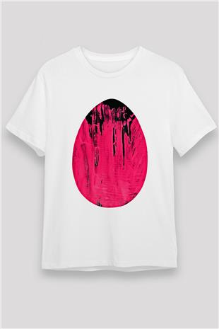 Paskalya Baskılı Unisex Beyaz Tişört - Tshirt