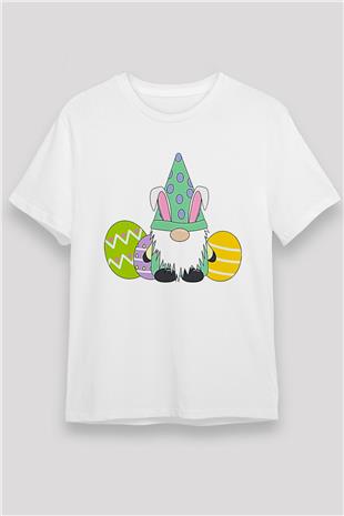 Paskalya Baskılı Unisex Beyaz Tişört - Tshirt