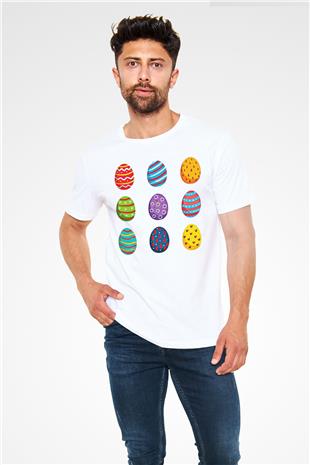 Paskalya Baskılı Unisex Beyaz Tişört - Tshirt