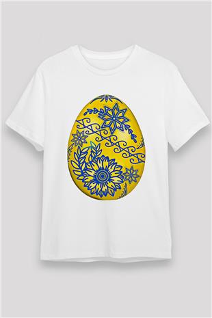Paskalya Baskılı Unisex Beyaz Tişört - Tshirt