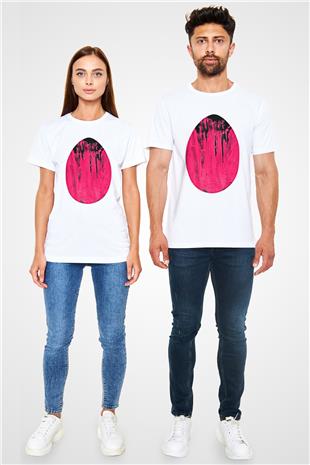 Paskalya Baskılı Unisex Beyaz Tişört - Tshirt