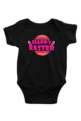 Paskalya Baskılı Unisex Siyah Bebek Body - Zıbın