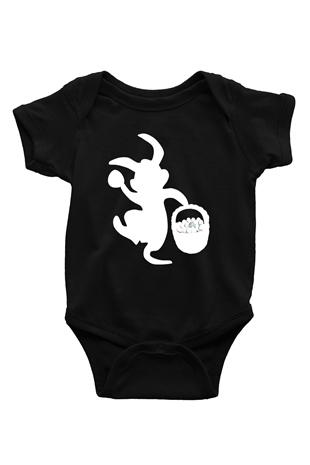 Paskalya Baskılı Unisex Siyah Bebek Body - Zıbın