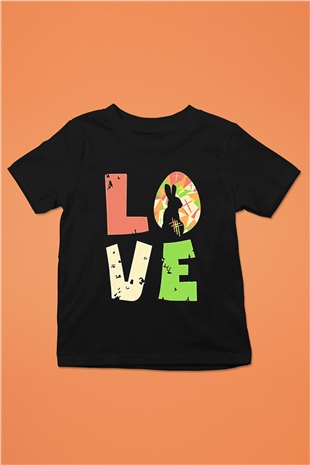 Paskalya Baskılı Unisex Siyah Çocuk Tişört - Tshirt