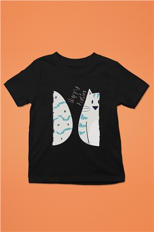 Paskalya Baskılı Unisex Siyah Çocuk Tişört - Tshirt