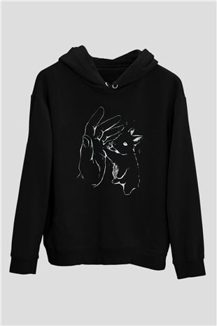 Paskalya Baskılı Unisex Siyah Hoodie