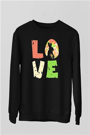 Paskalya Baskılı Unisex Siyah Sweatshirt