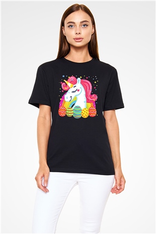 Paskalya Baskılı Unisex Siyah Tişört - Tshirt