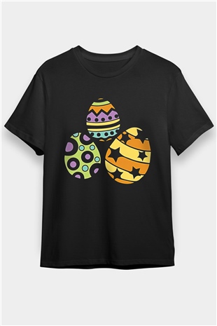 Paskalya Baskılı Unisex Siyah Tişört - Tshirt
