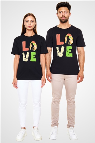 Paskalya Baskılı Unisex Siyah Tişört - Tshirt