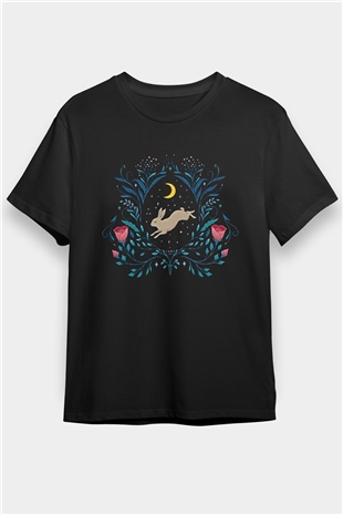 Paskalya Baskılı Unisex Siyah Tişört - Tshirt