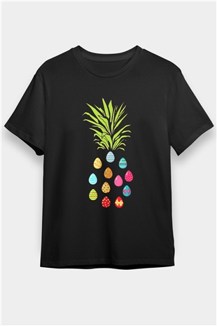 Paskalya Baskılı Unisex Siyah Tişört - Tshirt