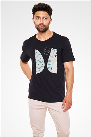 Paskalya Baskılı Unisex Siyah Tişört - Tshirt