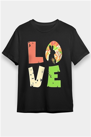 Paskalya Baskılı Unisex Siyah Tişört - Tshirt