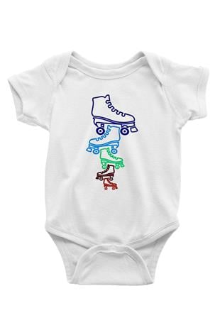 Paten Baskılı Beyaz Bebek Body - Zıbın