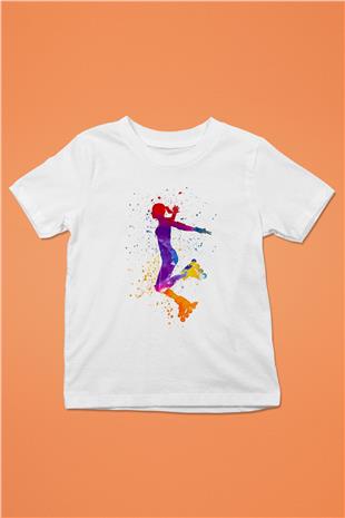 Paten Baskılı Unisex Beyaz Çocuk Tişört - Tshirt