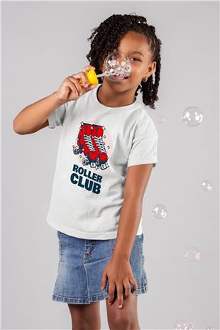Paten Baskılı Unisex Beyaz Çocuk Tişört - Tshirt