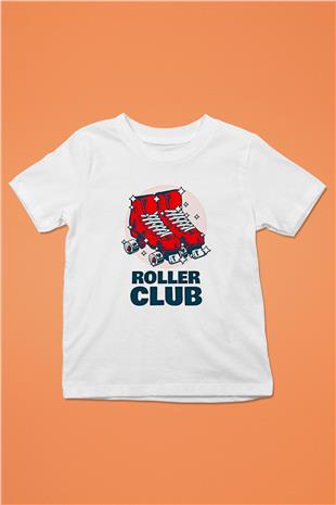 Paten Baskılı Unisex Beyaz Çocuk Tişört - Tshirt