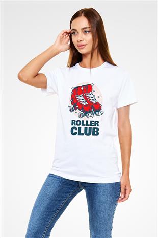 Paten Baskılı Unisex Beyaz Tişört - Tshirt