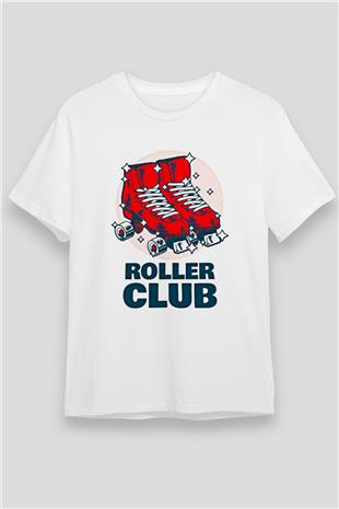 Paten Baskılı Unisex Beyaz Tişört - Tshirt
