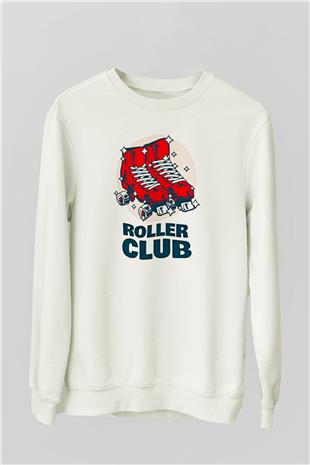 Paten Baskılı Unisex Ekru Sweatshirt