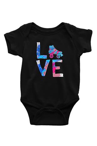 Paten Baskılı Unisex Siyah Bebek Body - Zıbın