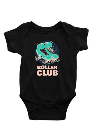 Paten Baskılı Unisex Siyah Bebek Body - Zıbın