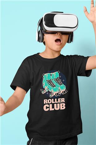 Paten Baskılı Unisex Siyah Çocuk Tİşörtü - Tshirt