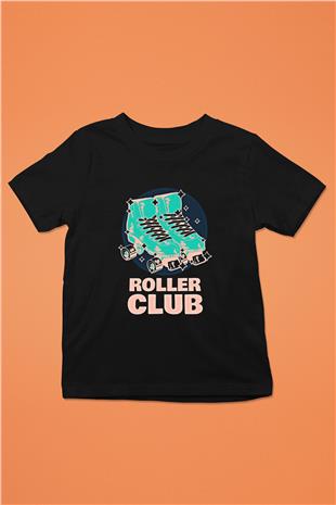 Paten Baskılı Unisex Siyah Çocuk Tİşörtü - Tshirt