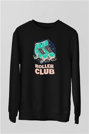 Paten Baskılı Unisex Siyah Sweatshirt