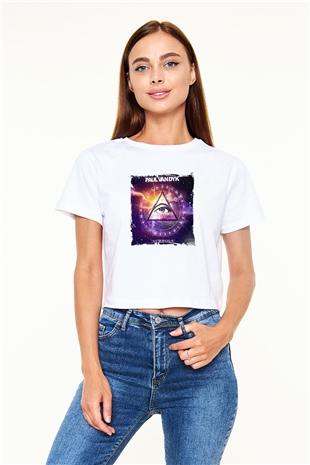 Paul Van Dyk Baskılı Beyaz Kadın Crop Top Tişört