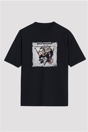 Paul Van Dyk Baskılı Unisex Oversize Siyah Tişört