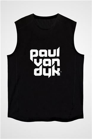 Paul Van Dyk Baskılı Unisex Siyah Kolsuz Tişört