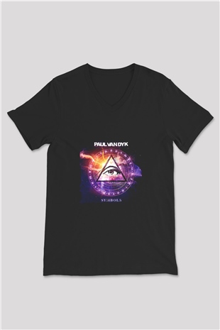 Paul Van Dyk Baskılı Unisex Siyah V Yaka Tişört