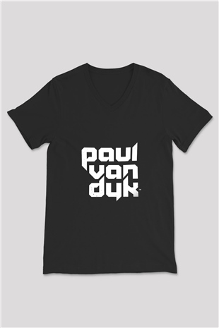 Paul Van Dyk Baskılı Unisex Siyah V Yaka Tişört