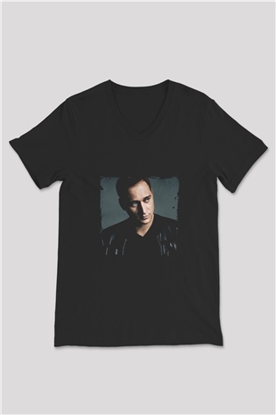 Paul Van Dyk Baskılı Unisex Siyah V Yaka Tişört