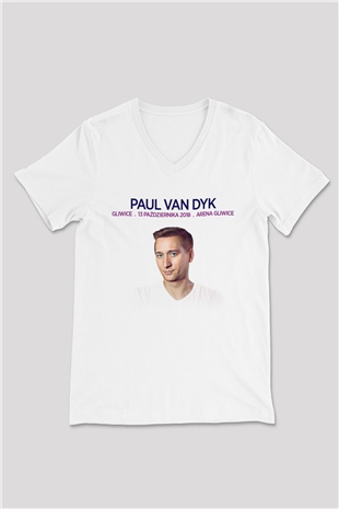 Paul Van Dyk Beyaz Unisex V Yaka Tişört
