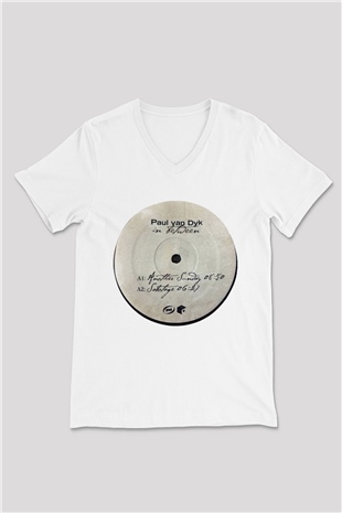 Paul Van Dyk Beyaz Unisex V Yaka Tişört T-Shirt