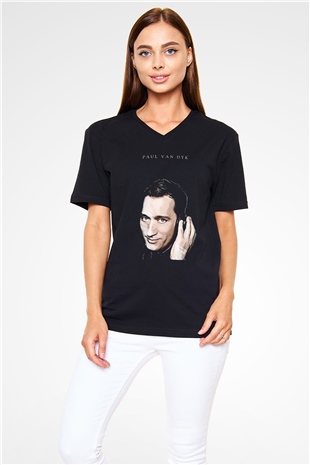 Paul Van Dyk Siyah Unisex V Yaka Tişört