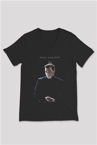 Paul Van Dyk Siyah Unisex V Yaka Tişört