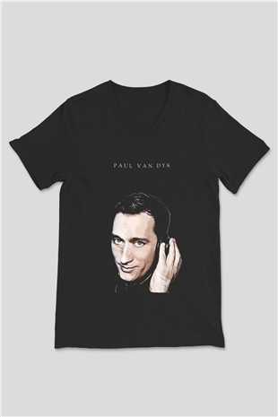 Paul Van Dyk Siyah Unisex V Yaka Tişört