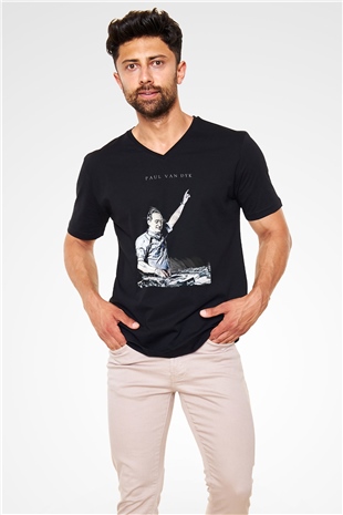 Paul Van Dyk Siyah Unisex V Yaka Tişört
