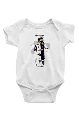 Paulo Dybala Baskılı Beyaz Unisex Bebek Body - Zıbın